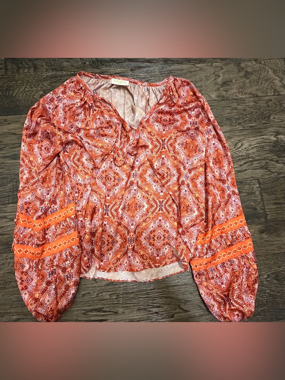 Ramy Brook Orange Paisley-Print Peasant Blouse